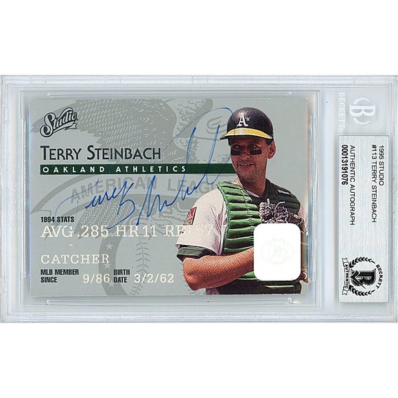 Terry Steinbach Oakland A's Signed 95 Studio Baseball Card Beckett BAS Autograph - Picture 1 of 6